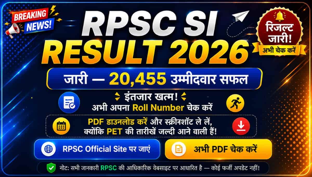 RPSC SI Result 2026